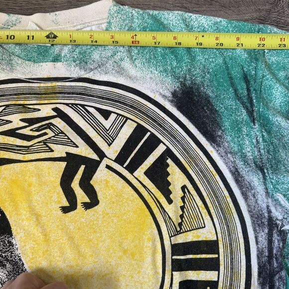 Vintage Wolf Shirt Mens XXL All Over Print AOP Single Stitch 90s tribal Aztec - Picture 9 of 11